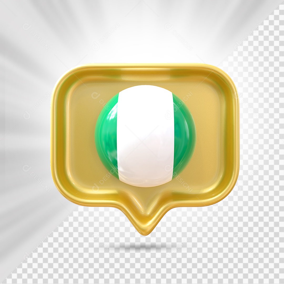 Nigéria Ícone 3D Elemento Dourado para Composição PSD