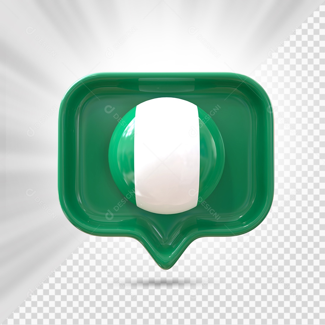 Nigéria Ícone 3D Elemento Verde para Composição PSD