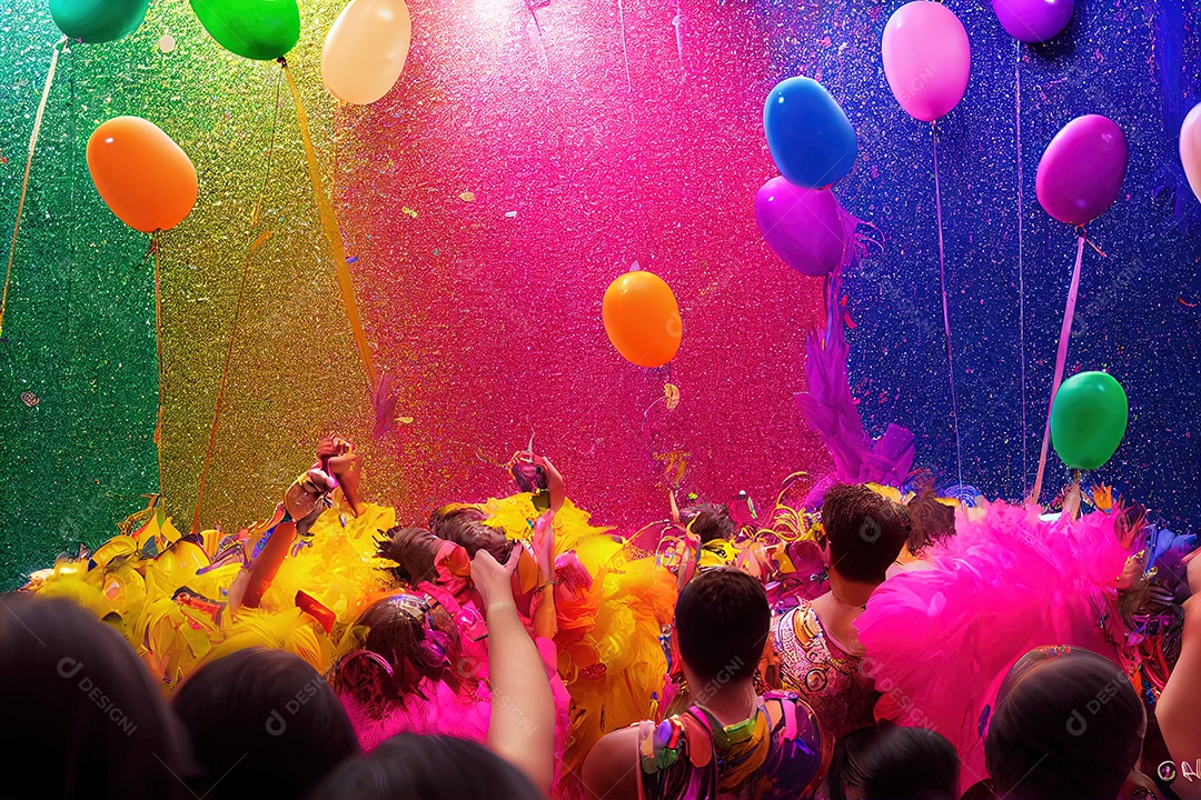 Carnaval brasileiro, festa de carnaval colorida com um conjunto de balões de festa