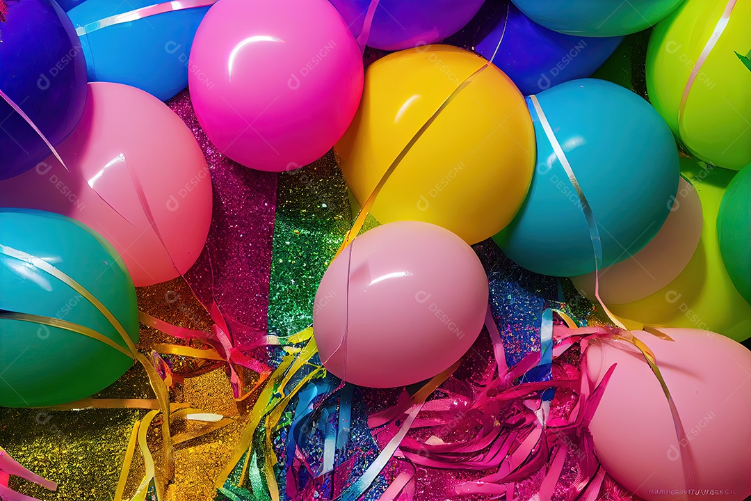Carnaval brasileiro, festa de carnaval colorida com um conjunto de balões de festa