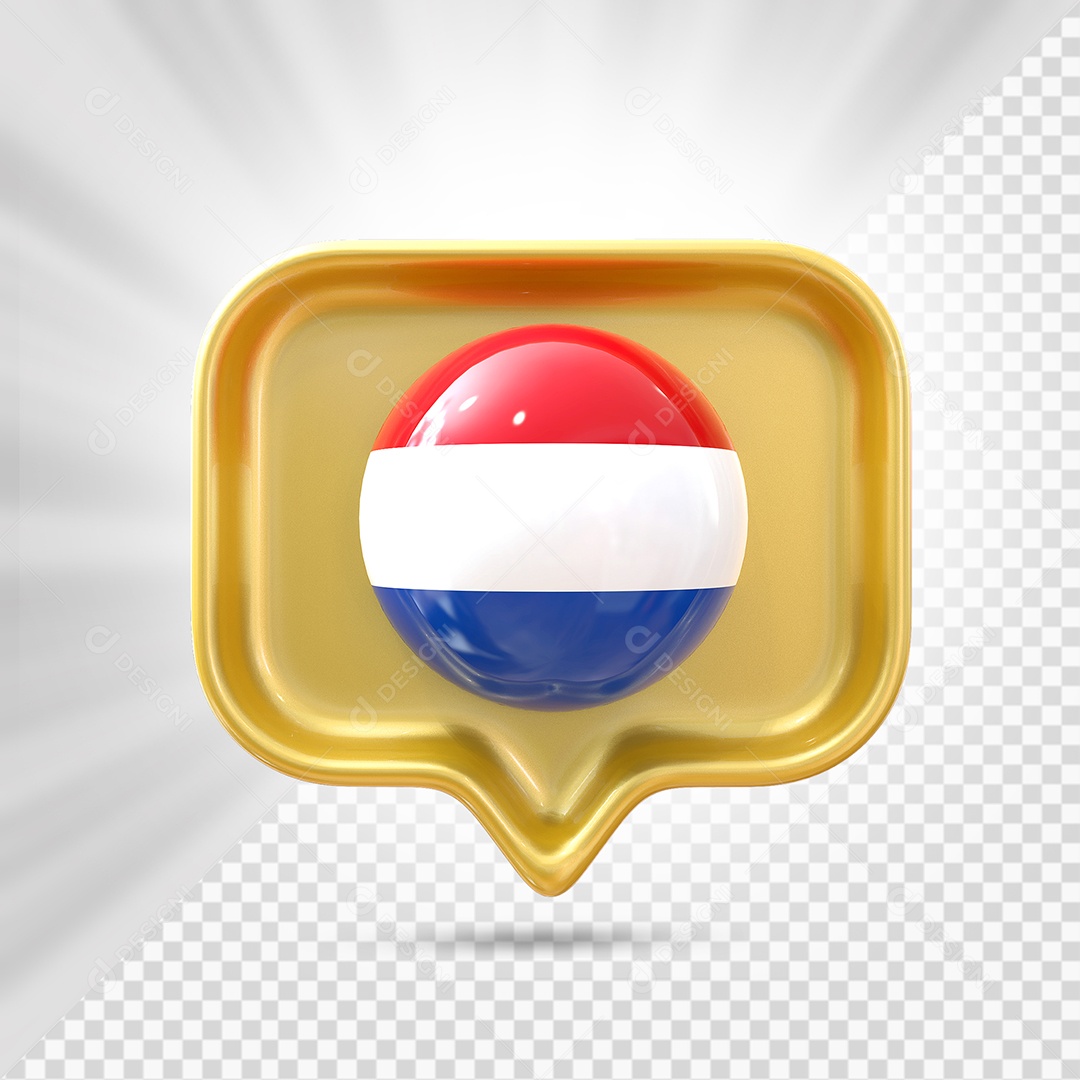 Países Baixos Ícone 3D Elemento Dourado para Composição PSD