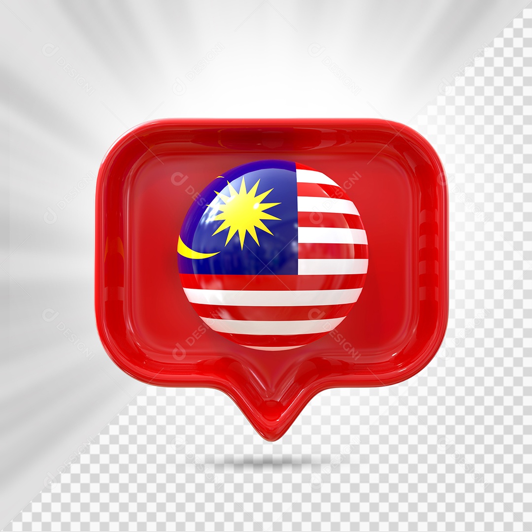 Malásia Ícone 3D Elemento Vermelho para Composição PSD
