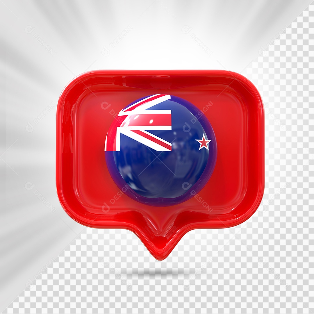 Nova Zelândia Ícone 3D Elemento Vermelho para Composição PSD