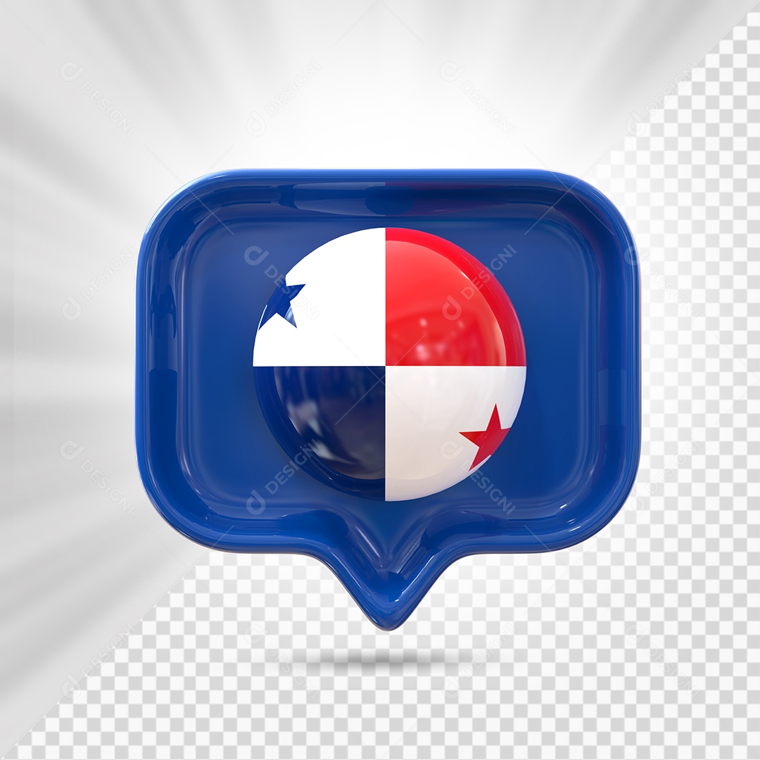 Panamá Ícone 3D Elemento Azul para Composição PSD