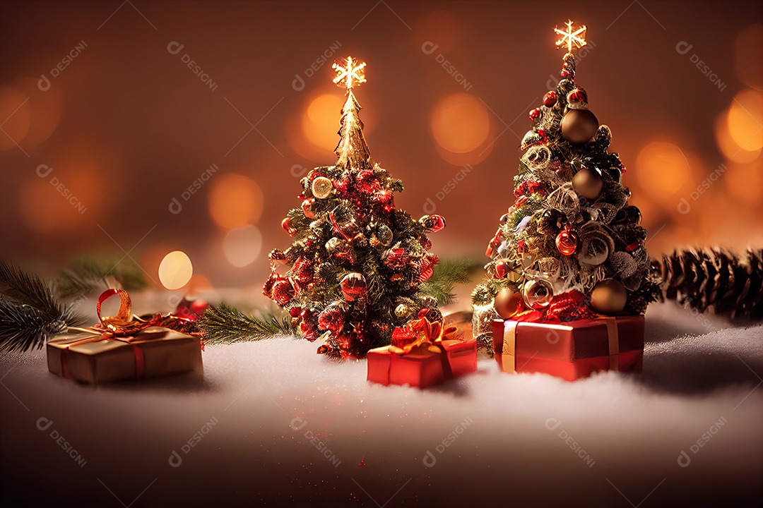 Belas decorações de natal em uma noite de celebração