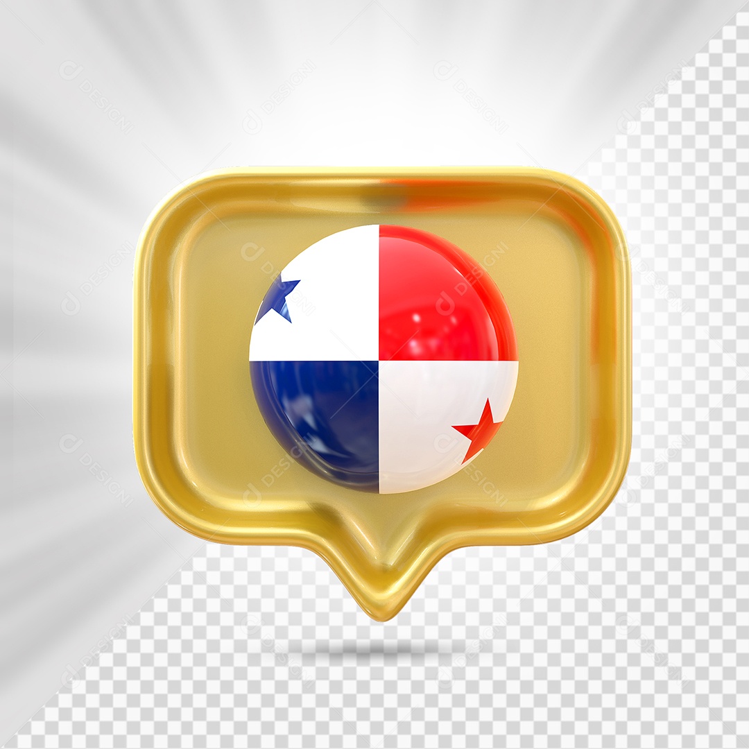 Panamá Ícone 3D Elemento Dourado para Composição PSD