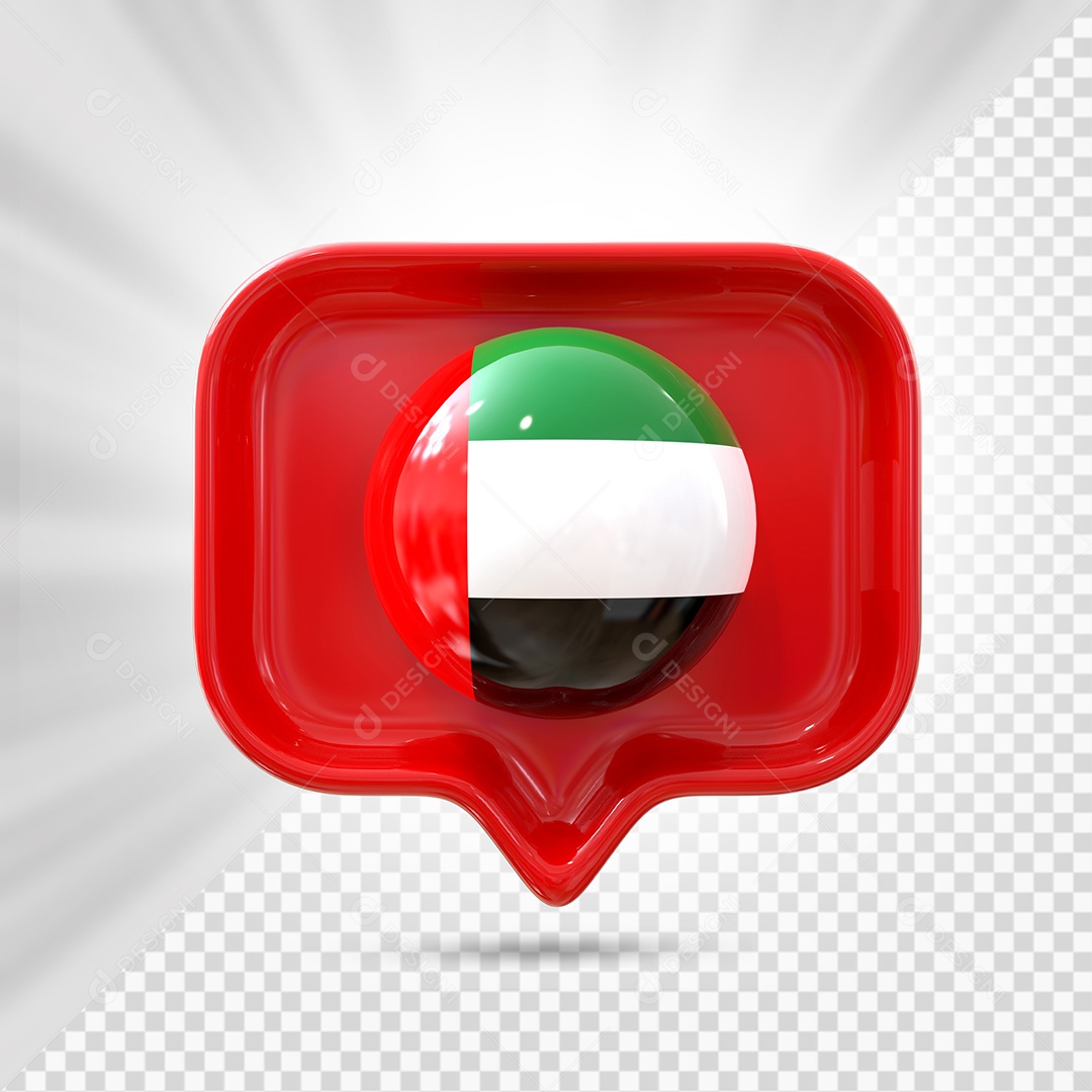 Emirados Árabes Ícone 3D Elemento Vermelho para Composição PSD