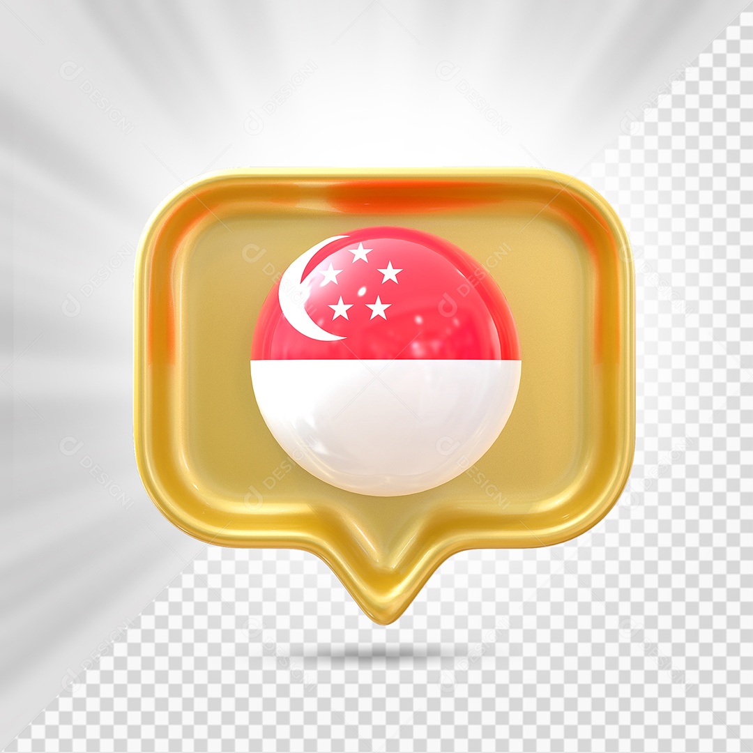Singapura Ícone 3D Elemento Dourado para Composição PSD