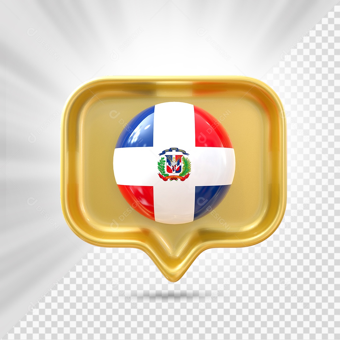 República Dominicana Ícone 3D Elemento Dourado para Composição PSD