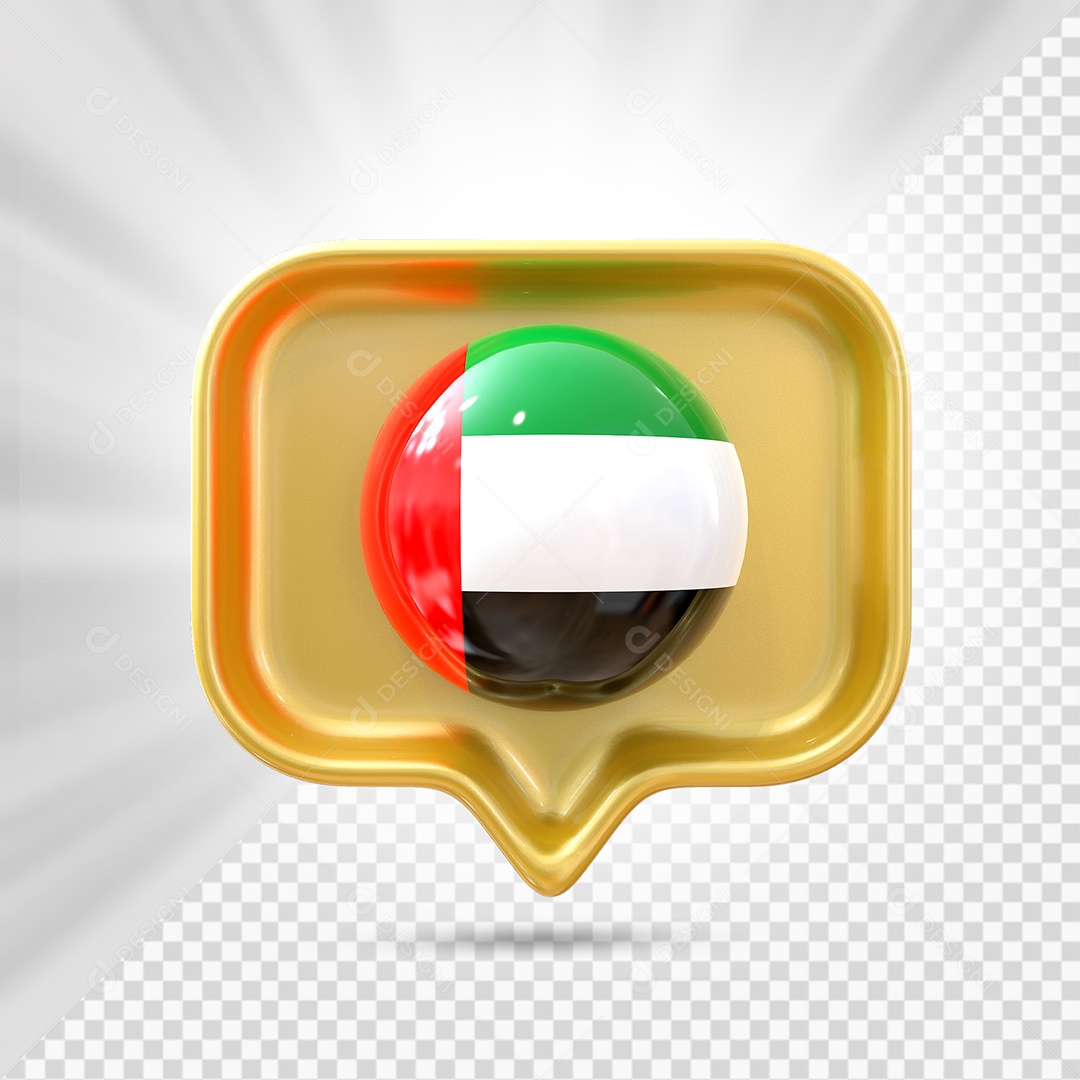 Emirados Árabes Ícone 3D Elemento Dourado para Composição PSD