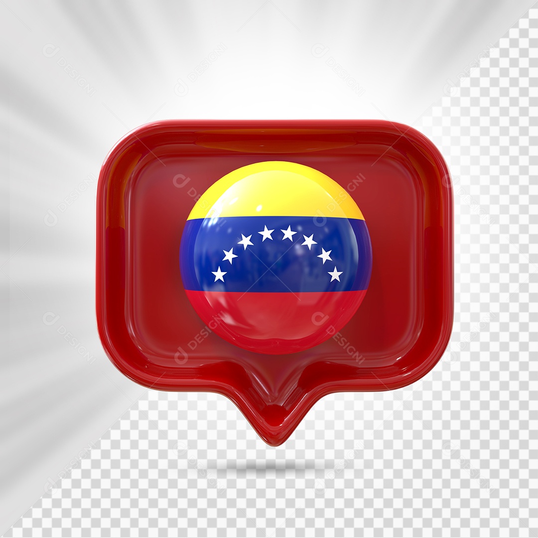 Venezuela Ícone 3D Elemento Vermelho para Composição PSD