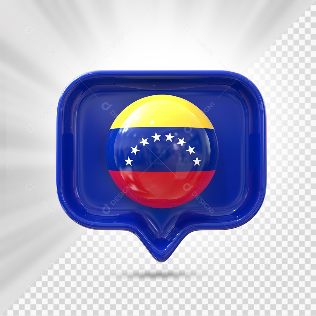 Venezuela Ícone 3D Elemento Azul para Composição PSD