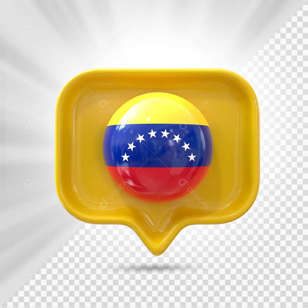 Venezuela Ícone 3D Elemento Amarelo para Composição PSD