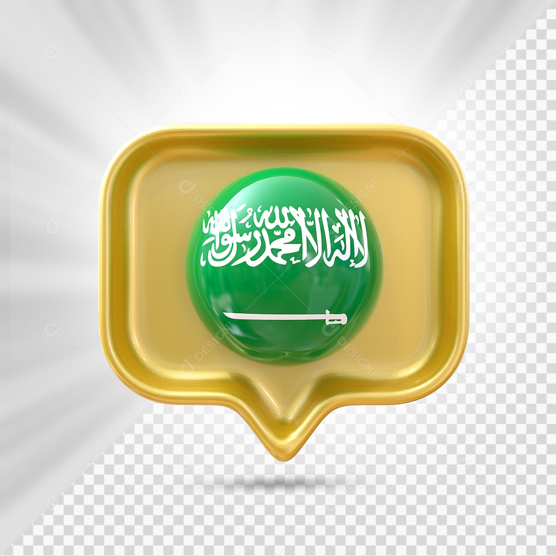 Arábia Saudita Ícone 3D Elemento Dourado para Composição PSD