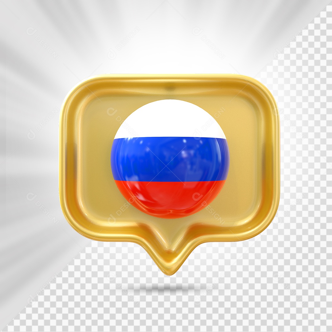 Rússia Ícone 3D Elemento Dourado para Composição PSD