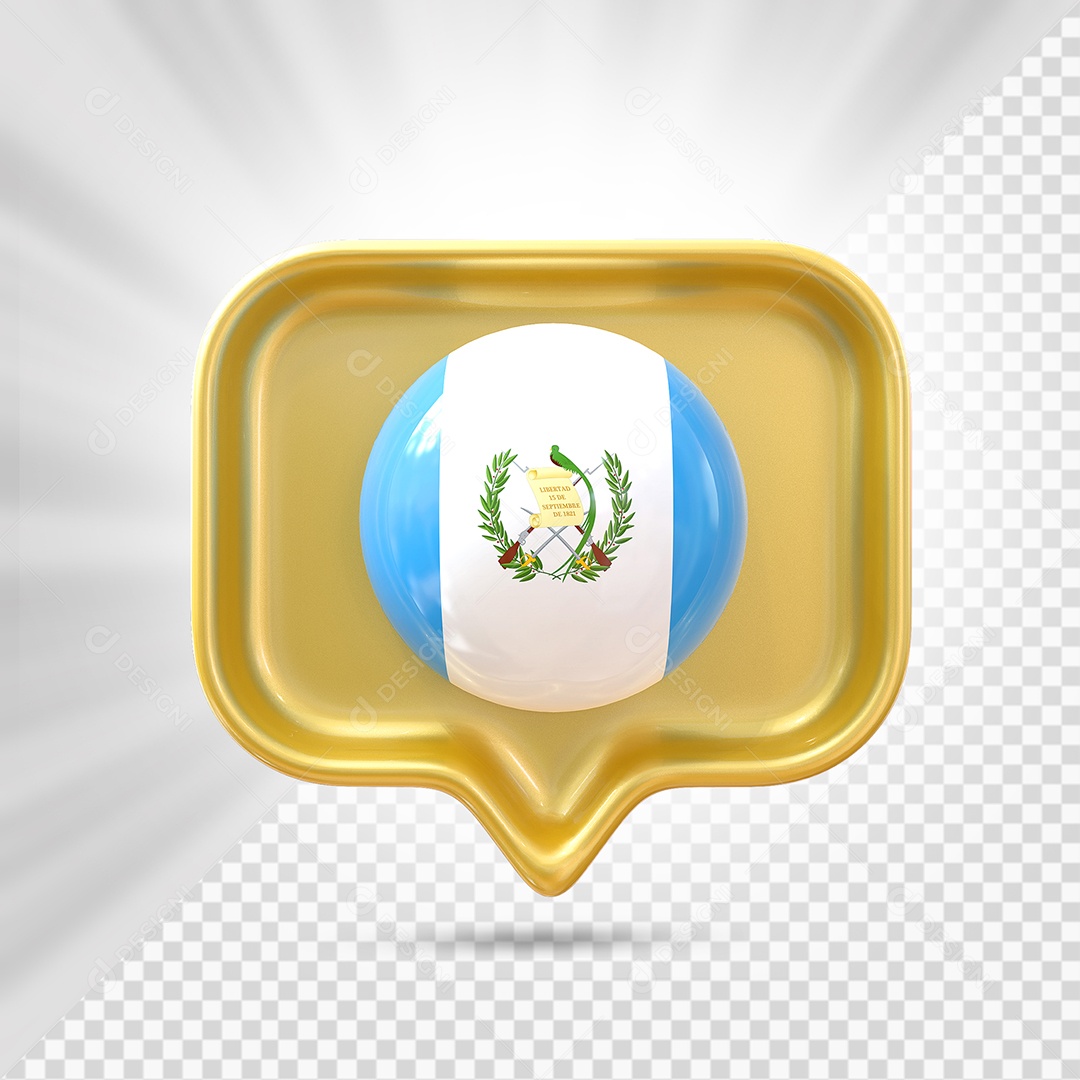 Guatemala Ícone 3D Elemento Dourado para Composição PSD