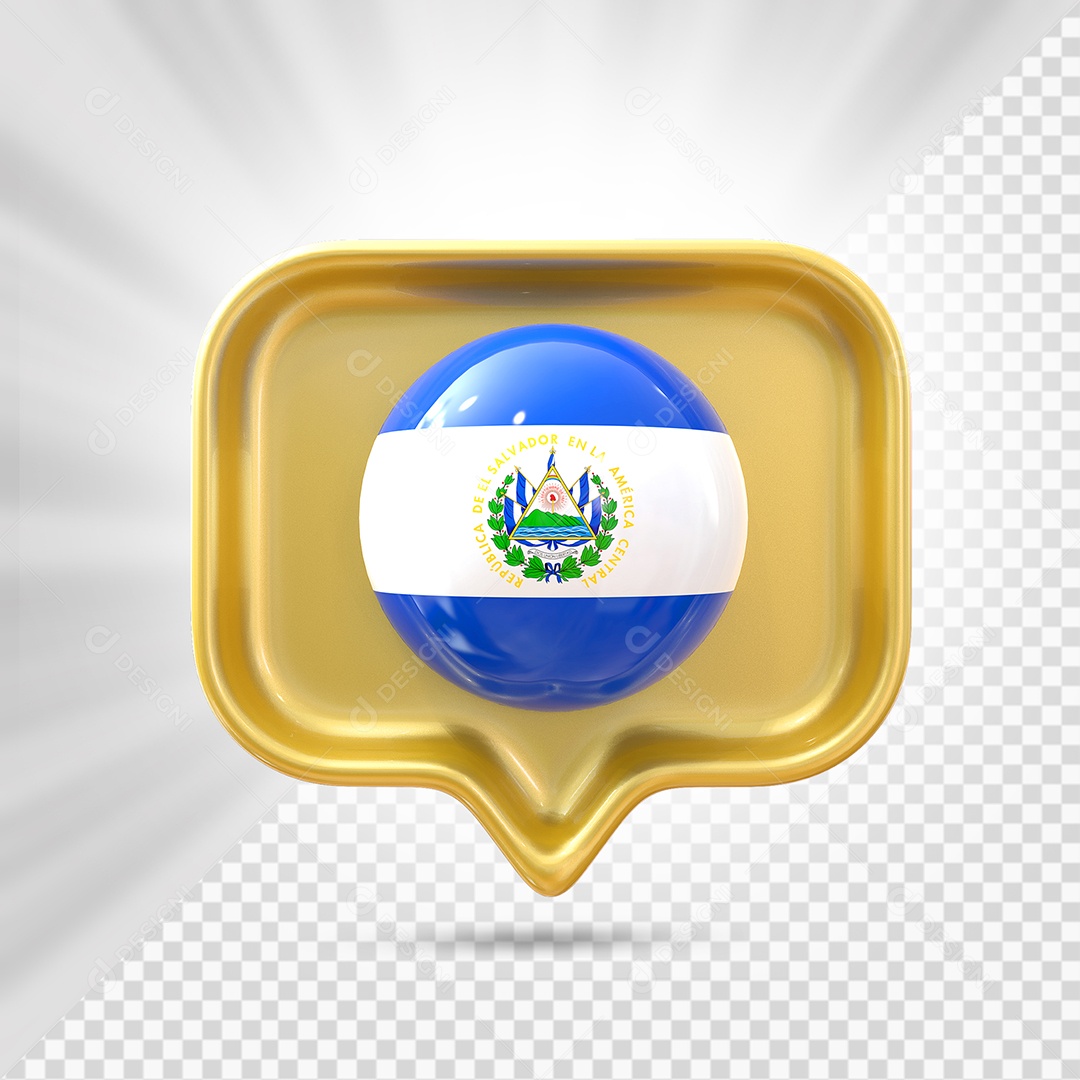 El Salvador Ícone 3D Elemento Dourado para Composição PSD