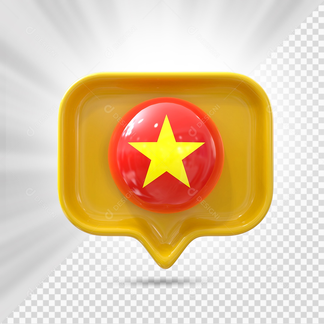 Vietnã Ícone 3D Elemento Amarelo para Composição PSD