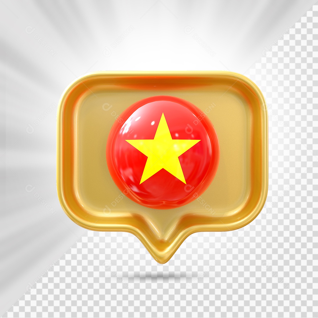 Vietnã Ícone 3D Elemento Dourado para Composição PSD