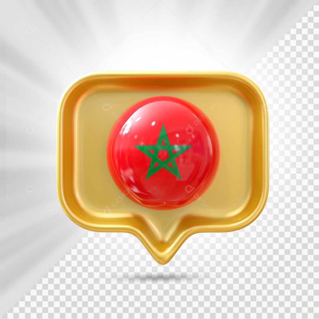 Marrocos Ícone 3D Elemento Dourado para Composição PSD