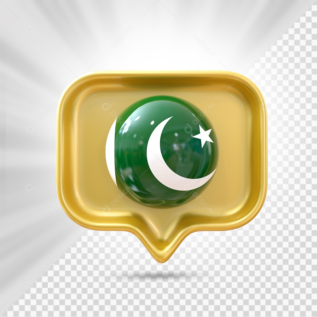 Paquistão Ícone 3D Elemento Dourado para Composição PSD