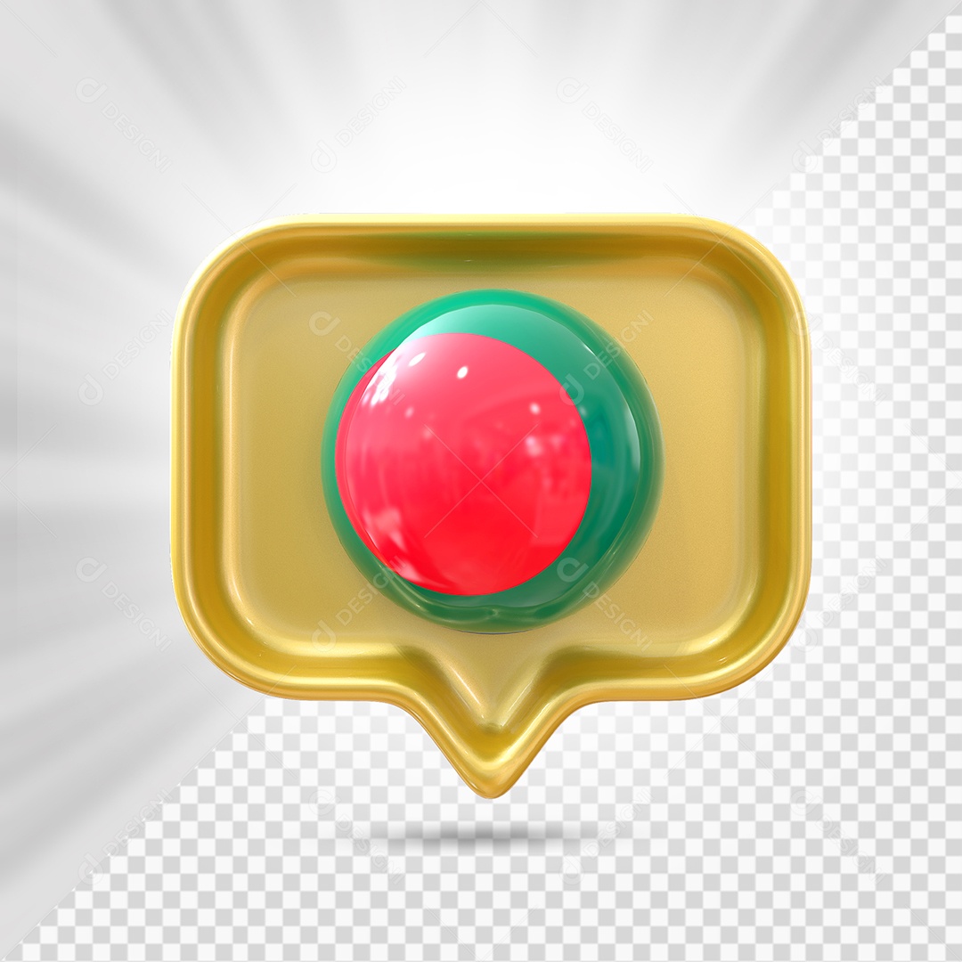 Bangladesh Ícone 3D Elemento Dourado para Composição PSD