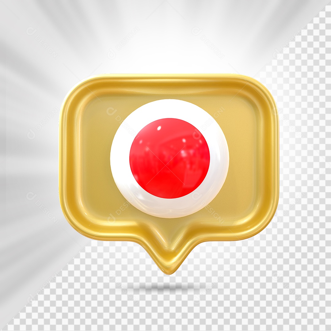 Japão Ícone 3D Elemento Dourado para Composição PSD