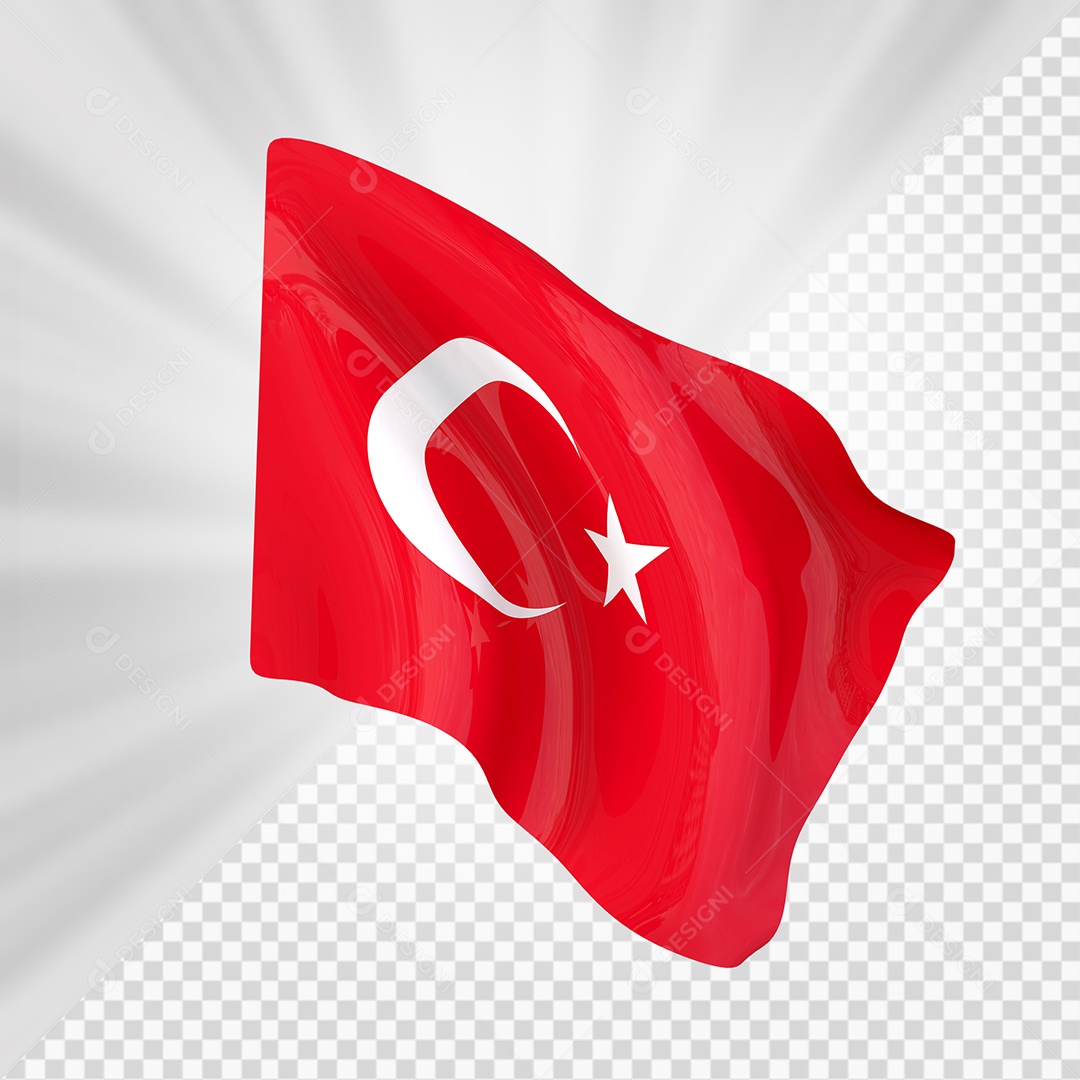 Turquia Bandeira 3D Elemento para Composição PSD