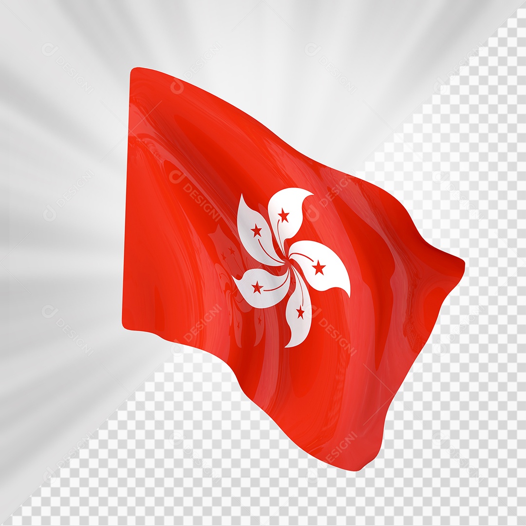 Hong Kong Bandeira 3D Elemento para Composição PSD