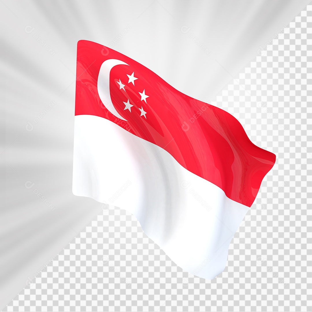Singapura Bandeira 3D Elemento para Composição PSD