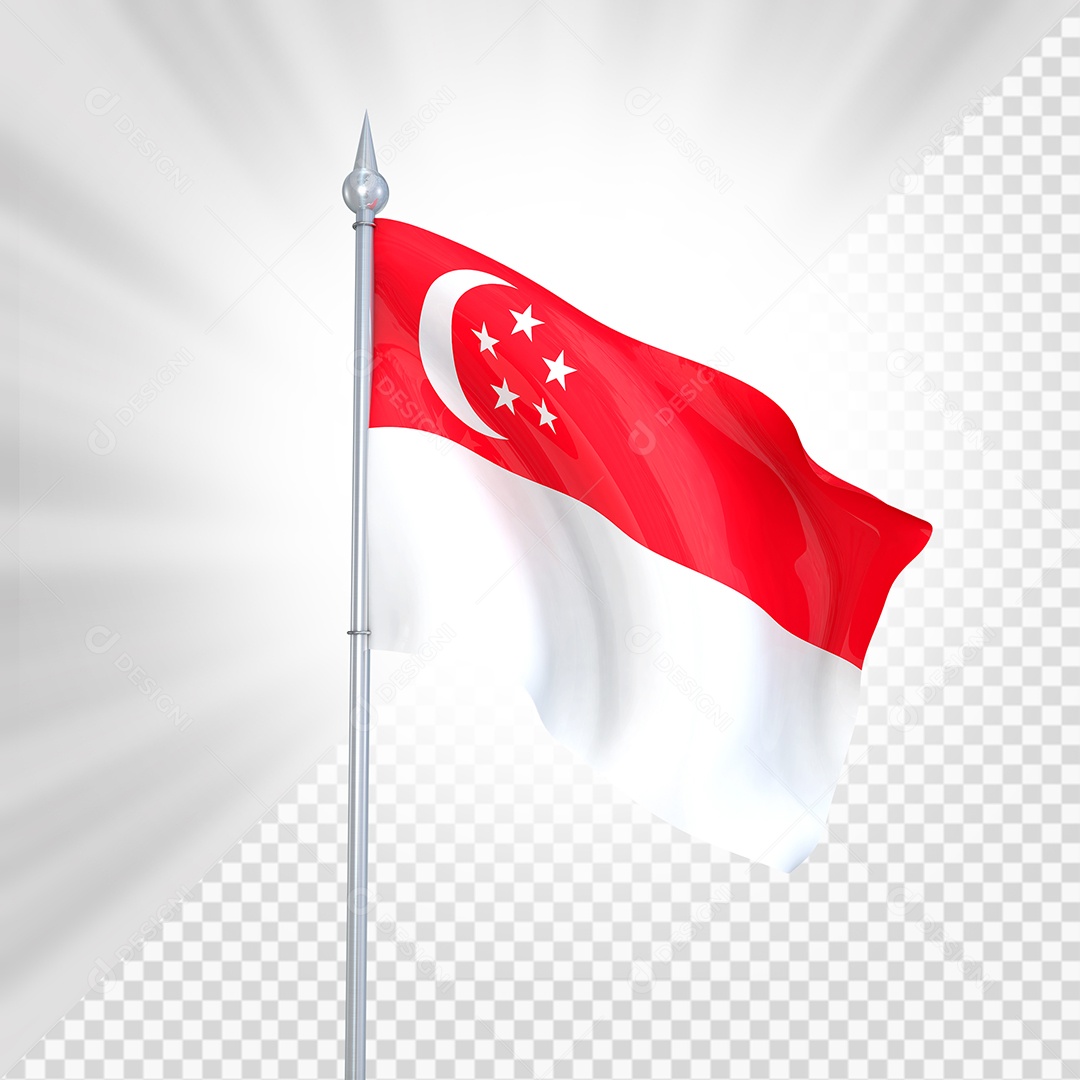 Singapura Bandeira 3D Elemento para Composição PSD