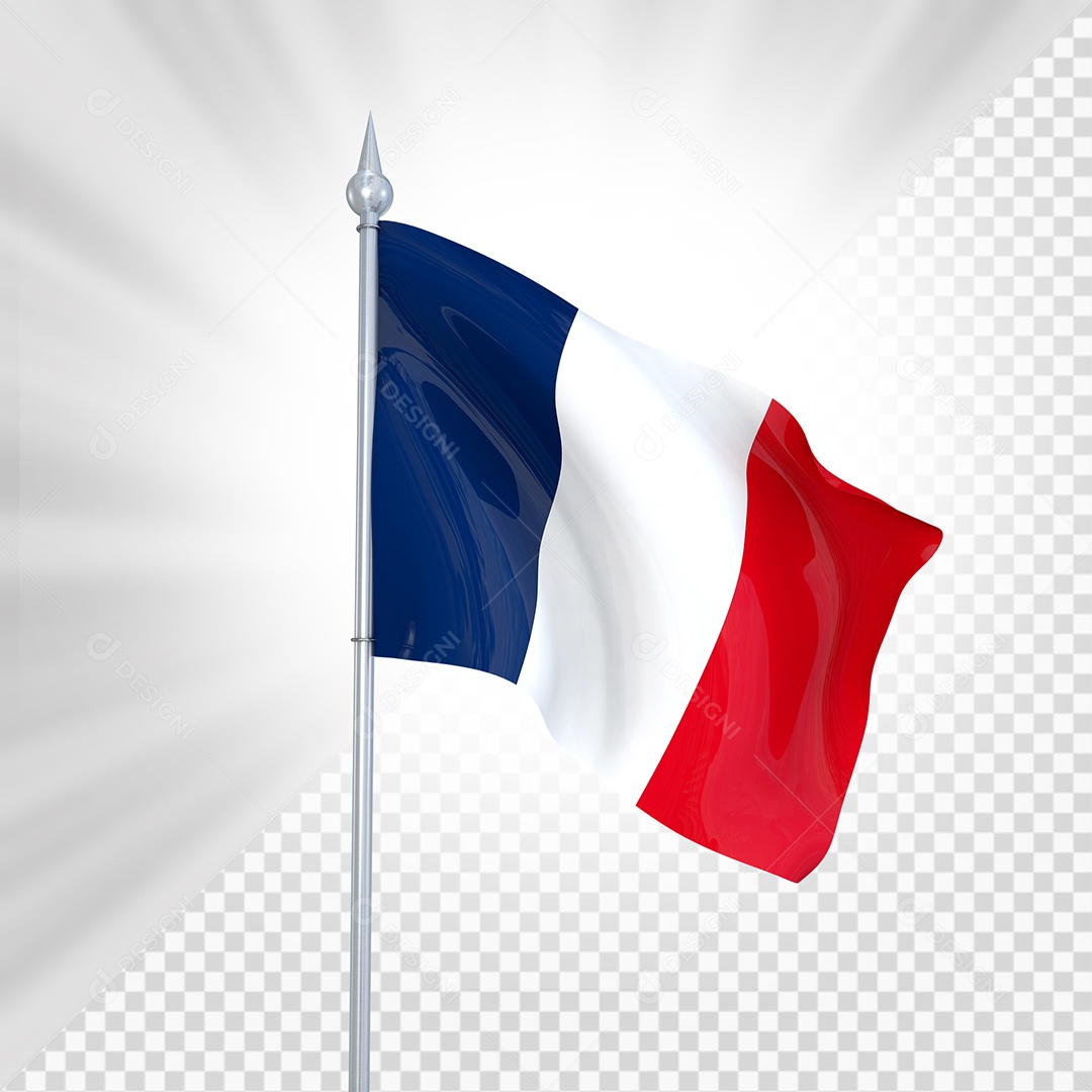 França Bandeira 3D Elemento para Composição PSD