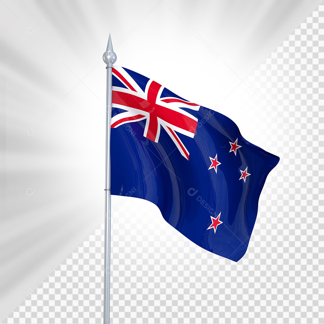Nova Zelândia Bande ira 3D Elemento para Composição PSD