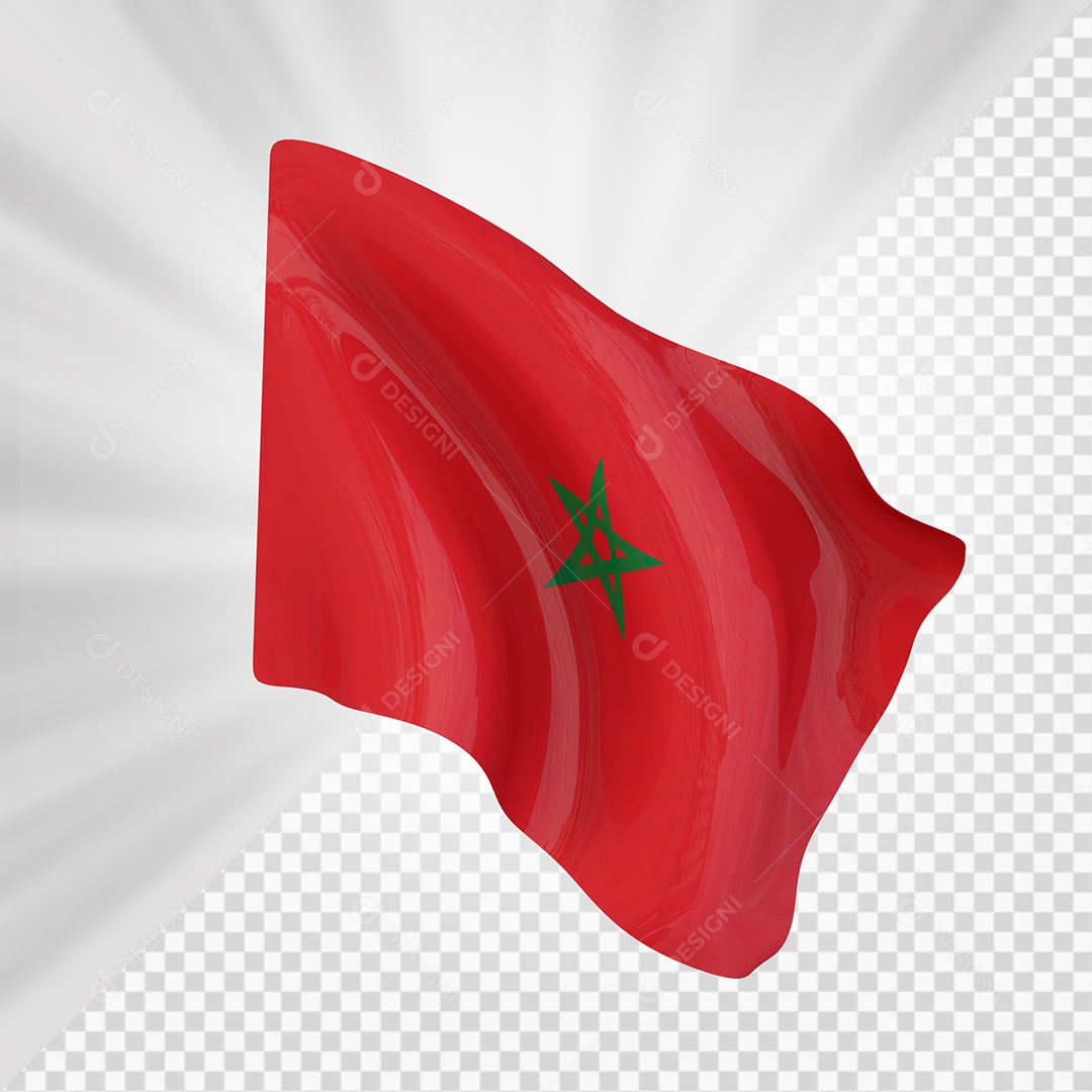 Marrocos Bandeira 3D Elemento para Composição PSD