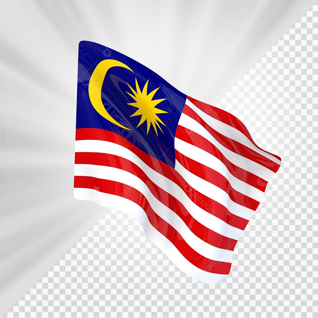 Malásia Bandeira 3D Elemento para Composição PSD