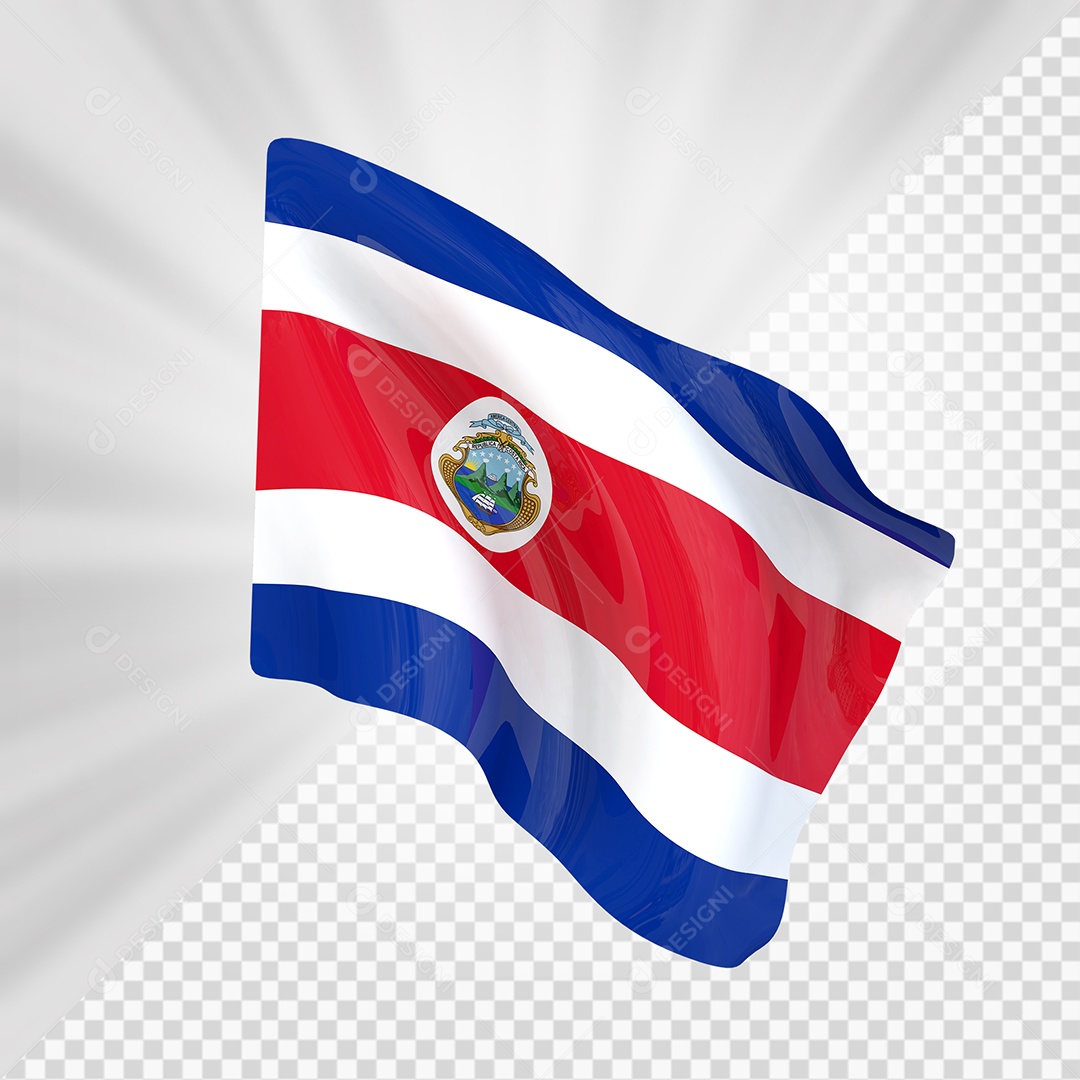 Costa Rica Bandeira 3D Elemento para Composição PSD