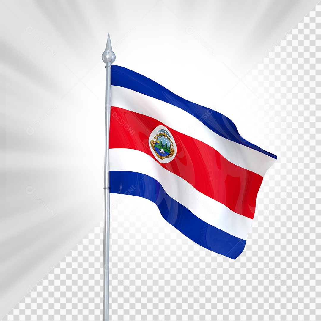 Costa Rica Bandeira 3D Elemento para Composição PSD