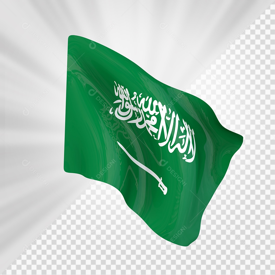 Arábia Saudita Bandeira 3D Elemento para Composição PSD