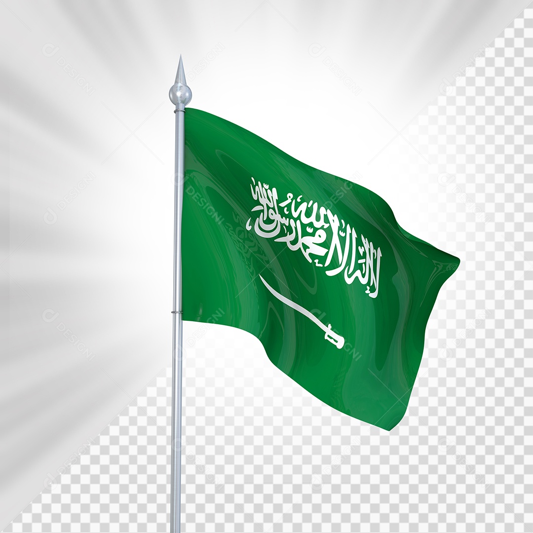 Arábia Saudita Bandeira 3D Elemento para Composição PSD