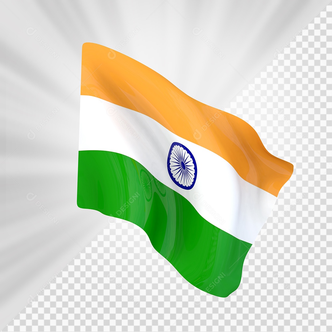 Índia Bandeira 3D Elemento para Composição PSD