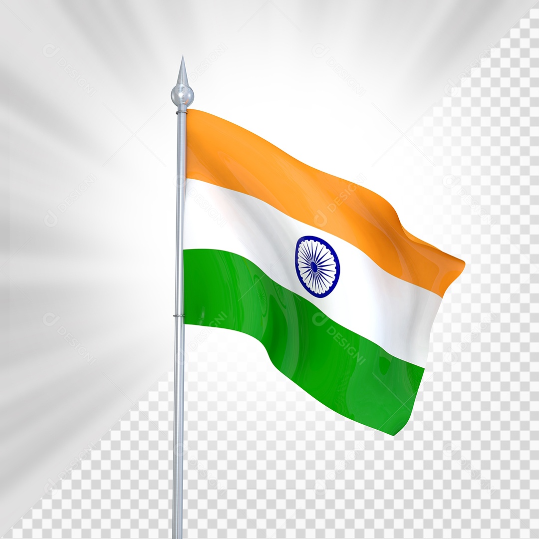 Índia Bandeira 3D Elemento para Composição PSD