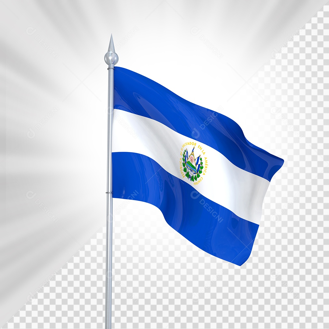 El Salvador Bandeira 3D Elemento para Composição PSD