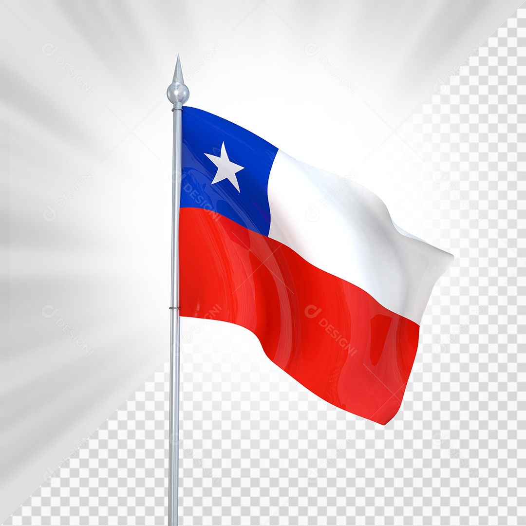 Chile Bandeira 3D Elemento para Composição PSD