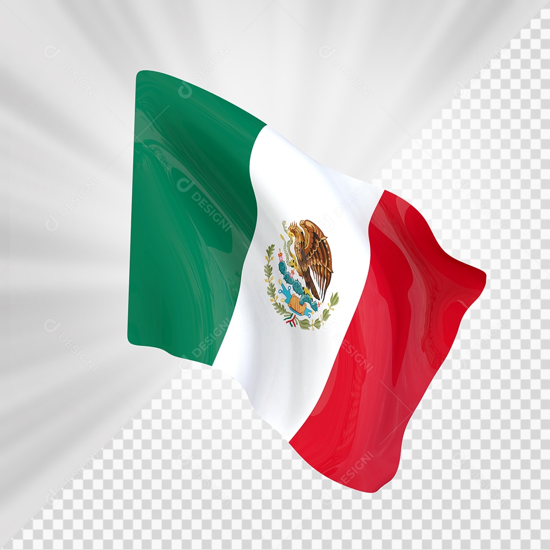 México Bandeira 3D Elemento para Composição PSD