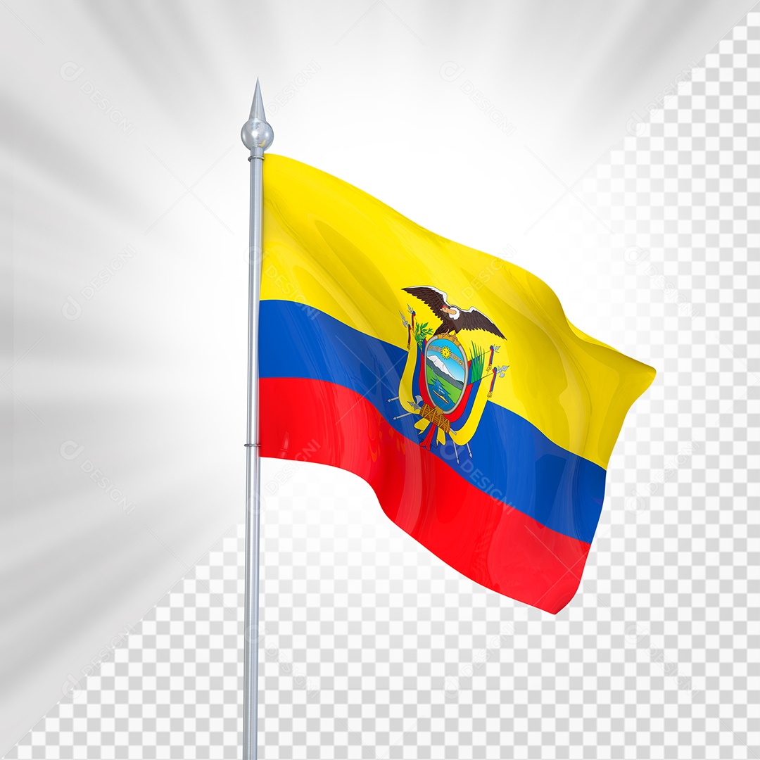 Equador Bandeira 3D Elemento para Composição PSD