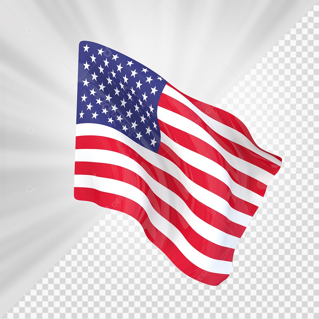Estados Unidos Bandeira 3D Elemento para Composição PSD