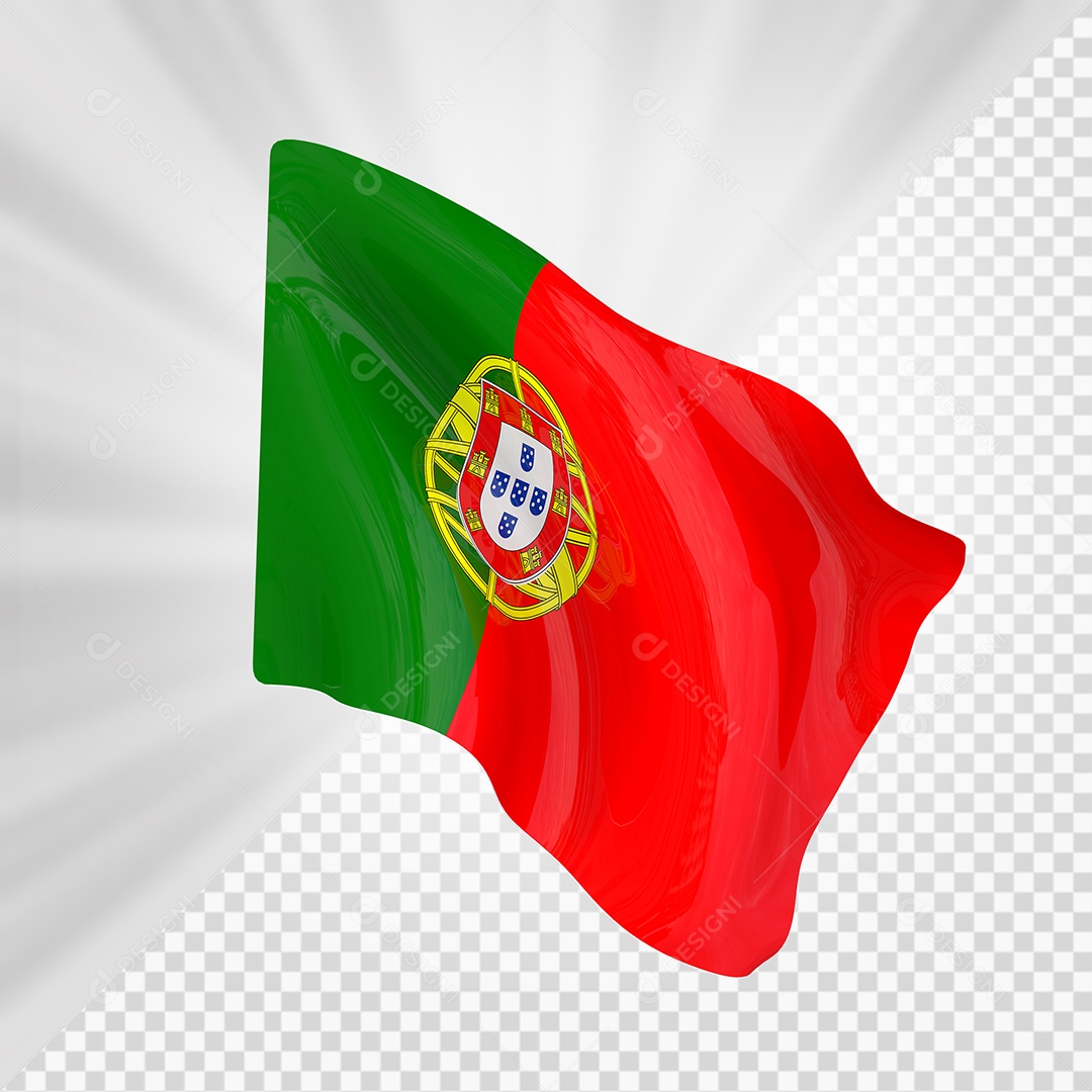 Portugal Bandeira 3D Elemento para Composição PSD
