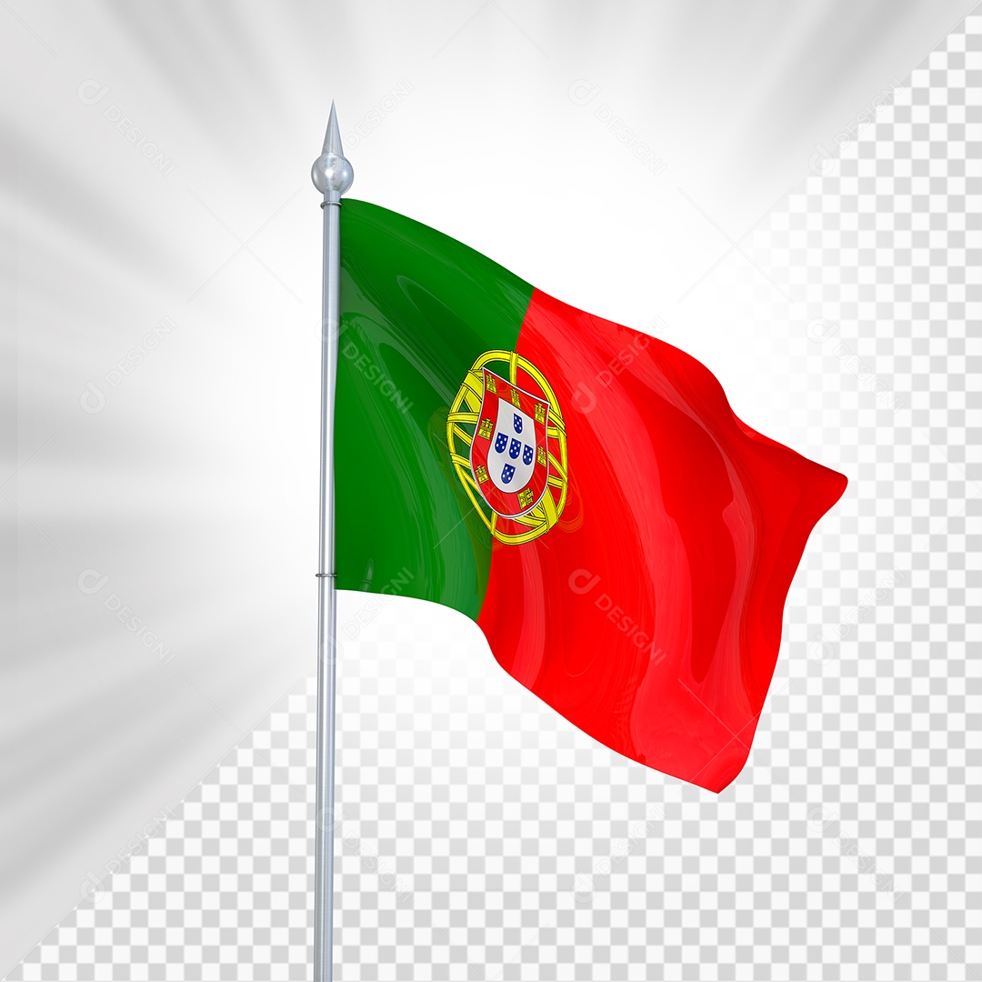 Portugal Bandeira 3D Elemento para Composição PSD