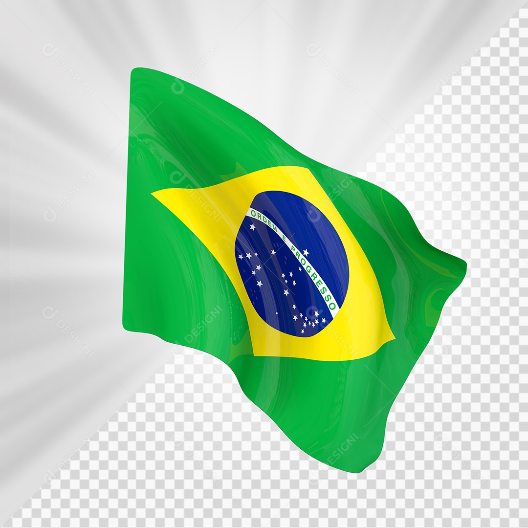 Brasil Bandeira 3D Elemento para Composição PSD