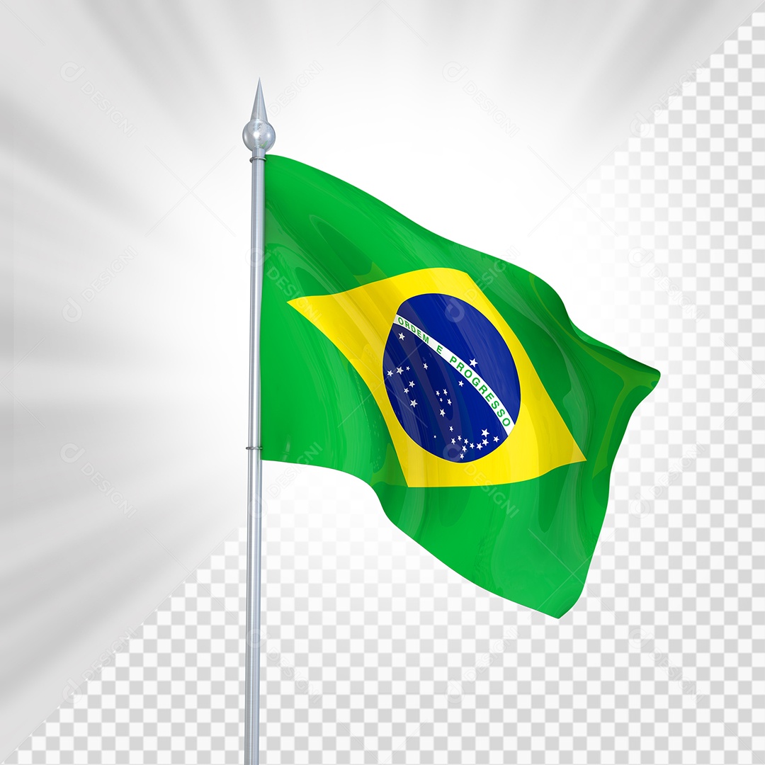 Brasil Bandeira 3D Elemento Prata para Composição PSD